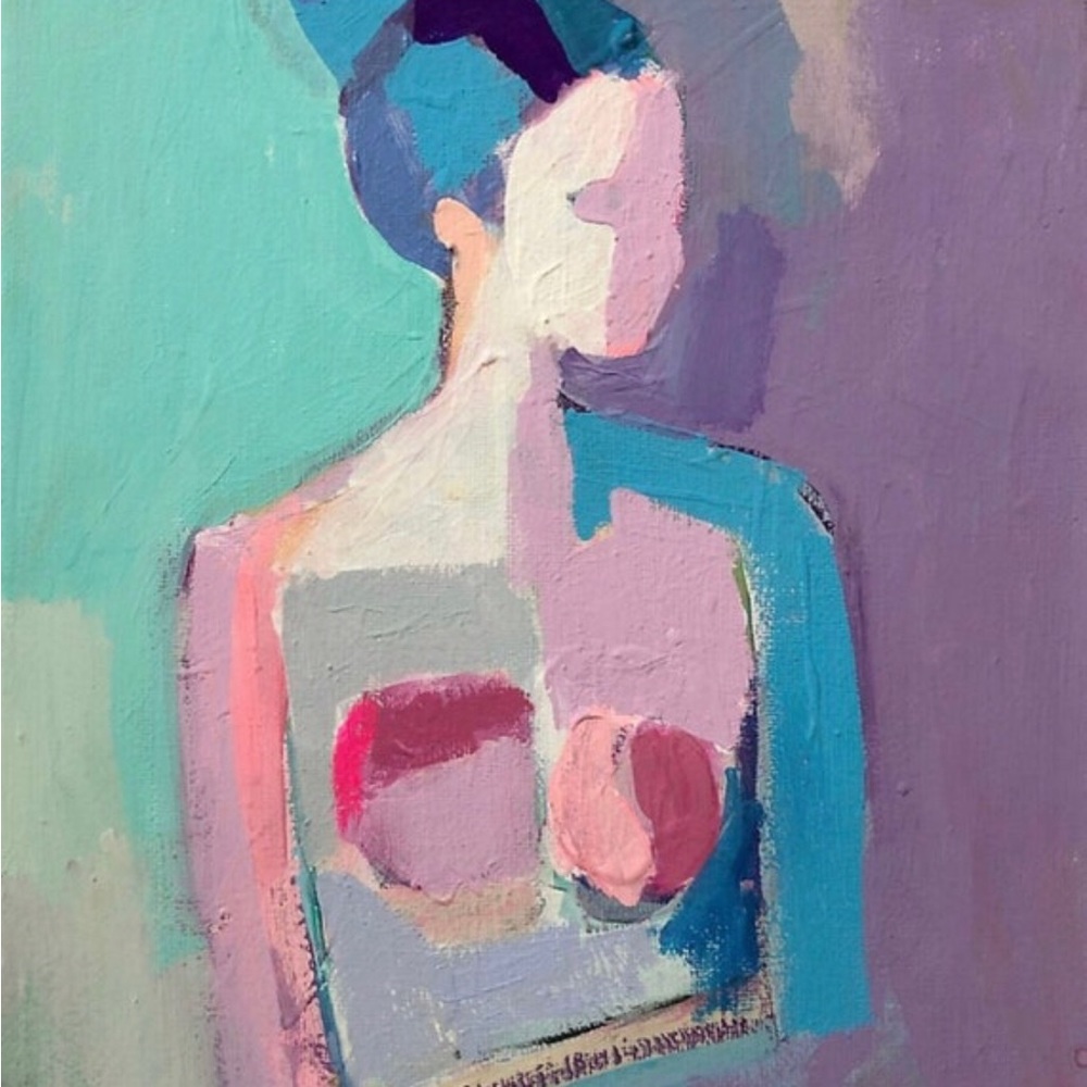 DREAMY STARE ll Art Print Figure Study Abstract Woman Portrait Painting Lavender